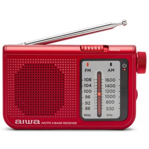 Aiwa RS-55/RD Rosso Radio FM AM Portatile Altoparlante Cuffie Stereo Batterie 2x AA