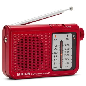 Aiwa RS-55/RD Rosso Radio FM AM Portatile Altoparlante Cuffie Stereo Batterie 2x AA