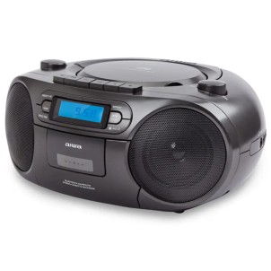 Aiwa RC-250BK Black Stereo Portatile Radio FM Cassetta CD MP3 USB Bluetooth Aux
