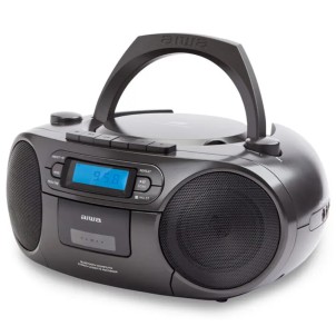 Aiwa RC-250BK Black Stereo Portatile Radio FM Cassetta CD MP3 USB Bluetooth Aux